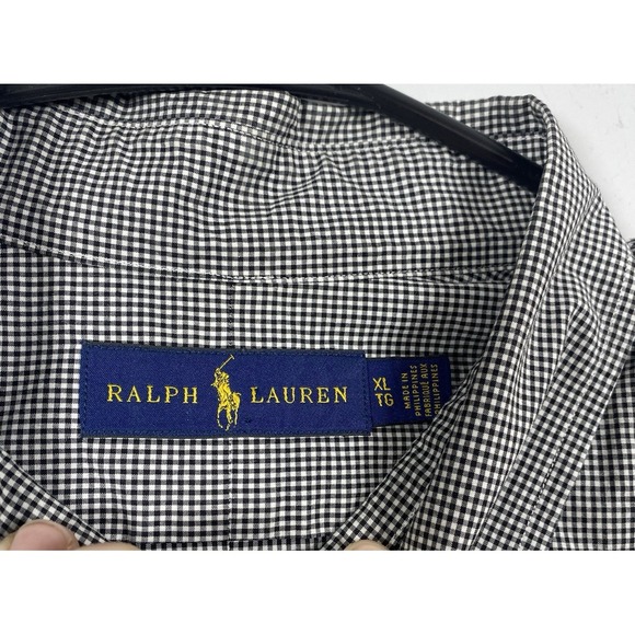 Polo Ralph Lauren Men's Long Sleeve Black White Check Shirt Size XL 100% Cotton - Picture 4 of 6